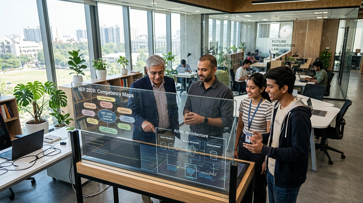 Mentorship Triad guiding university students on NEP 2020 competency maps